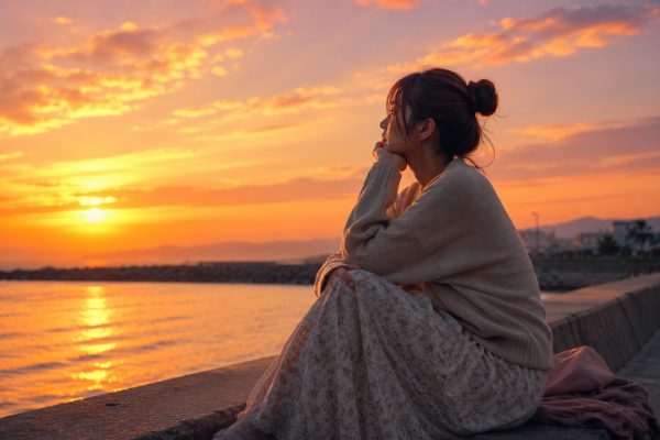 黄昏てる女性